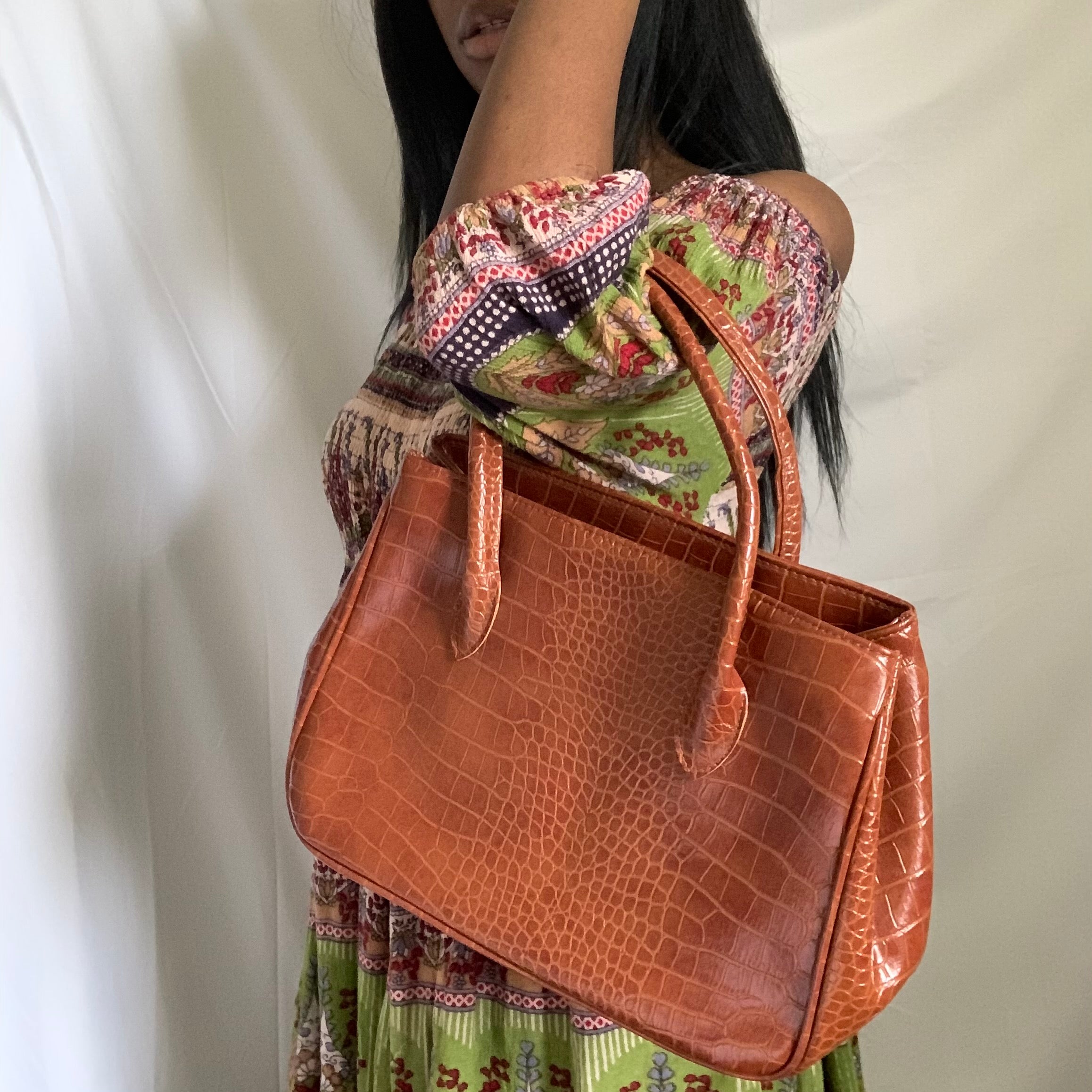 Orange Croc Handbag