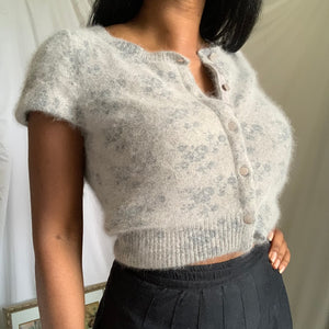 Short-Sleeved Angora Cardigan