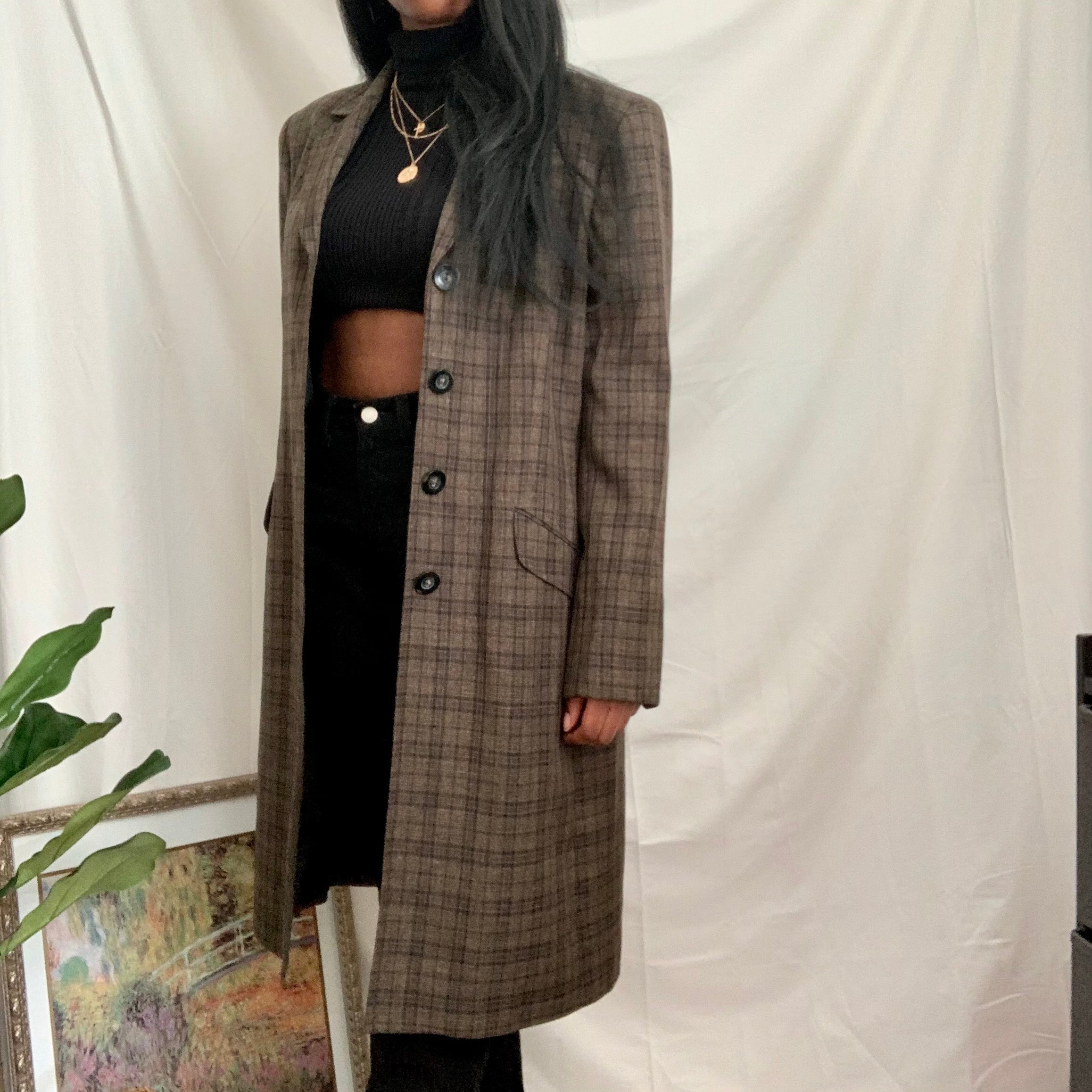 Plaid Longline Jacket