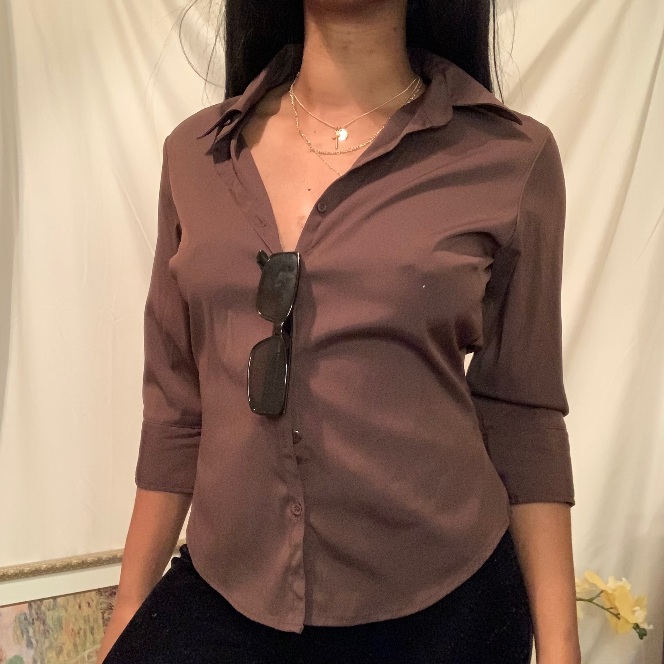 Chocolate Button Down Blouse