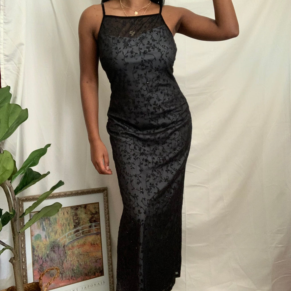 Vintage 90s Long Black Gown