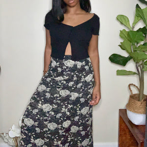 Black Floral Maxi Skirt