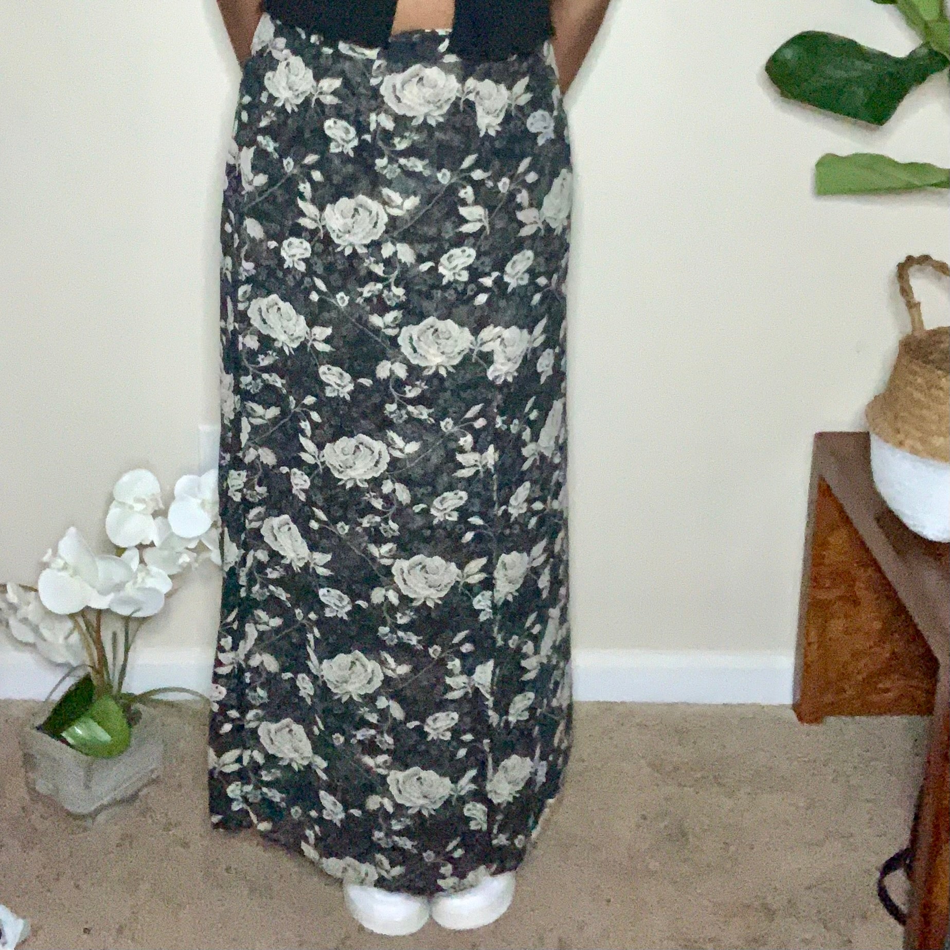 Black Floral Maxi Skirt